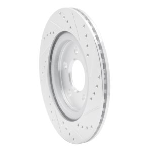 Ford Mustang Brake Rotor (1) - Rear Left - R1 Concepts - Drilled & Slotted - Silver - `05-`14
